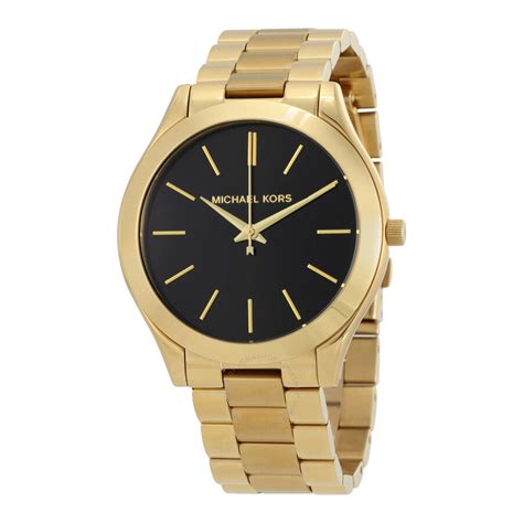 michael kors slim runway watch black womens|Michael Kors black dial watch.